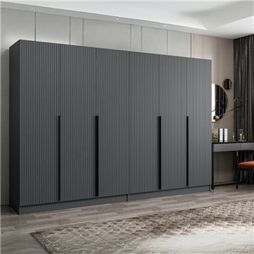 Garderobna omara Kale 6 vrat na tečajih antracitni učinek 270x52x210H - Eleganca in zmogljivost