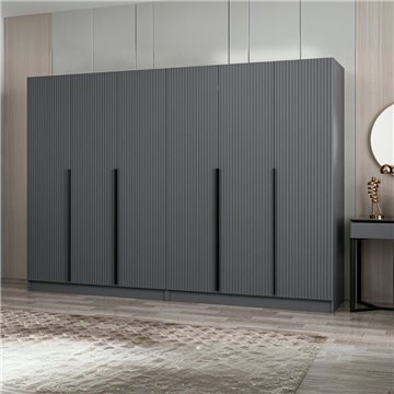 Garderobna omara Kale 6 vrat na tečajih antracitni učinek 270x52x210H - Eleganca in zmogljivost