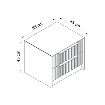 Nočna omarica Kale antracit dva vstavljena predala 53x45x45H
