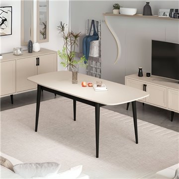 Raztegljiva miza Prime s kašmirskim vrhom in črnimi nogami 160x90x77H