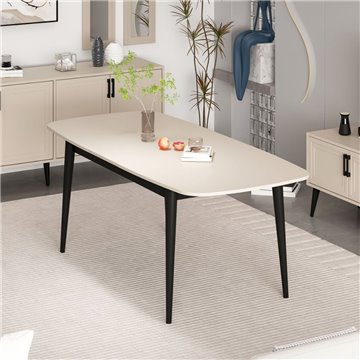 Raztegljiva miza Prime s kašmirskim vrhom in črnimi nogami 160x90x77H
