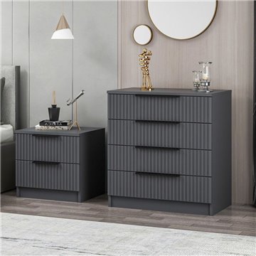 Komoda Kale s 4 predali z antracitnim učinkom 72x42x77H