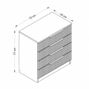 Komoda Kale s 4 predali z antracitnim učinkom 72x42x77H