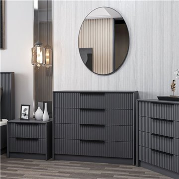 Komoda s 4 predali in ogledalom Kale antracit 100x45x85H