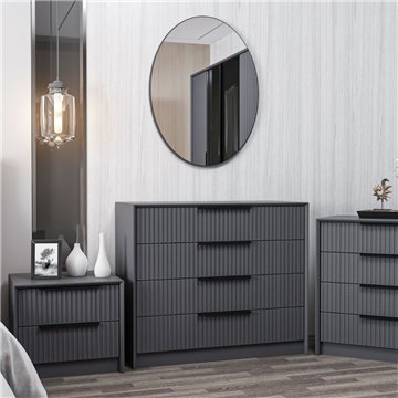 Komoda s 4 predali in ogledalom Kale antracit 100x45x85H