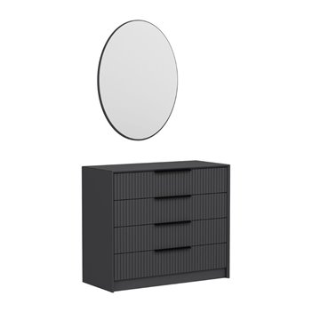 Komoda s 4 predali in ogledalom Kale antracit 100x45x85H