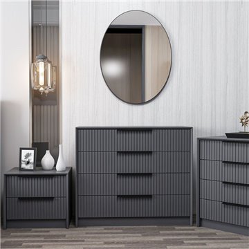 Komoda s 4 predali in ogledalom Kale antracit 100x45x85H