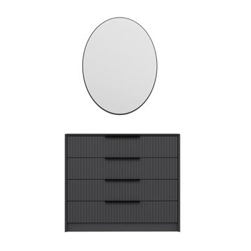 Komoda s 4 predali in ogledalom Kale antracit 100x45x85H