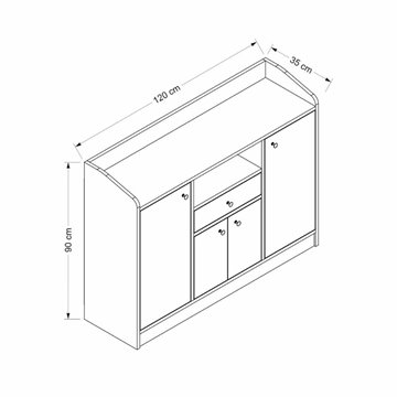 Arina bela večnamenska omara s 4 vrati in predalom 120x35x90H