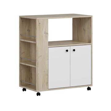 Elegantna in funkcionalna večnamenska omara hrast in bela Monni 82x45x95H - Naročanje in oblikovanje
