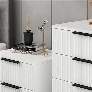 Komoda Kale s 4 predali bela z rebrastim učinkom 72x42x77H