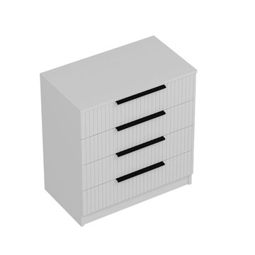Komoda Kale s 4 predali bela z rebrastim učinkom 72x42x77H