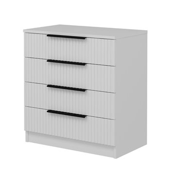 Komoda Kale s 4 predali bela z rebrastim učinkom 72x42x77H