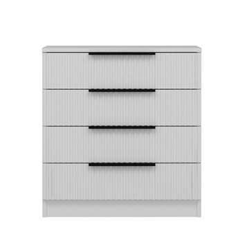 Komoda Kale s 4 predali bela z rebrastim učinkom 72x42x77H