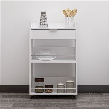 Beli kuhinjski voziček Liana s predali in odprtimi predali 60x45x95H