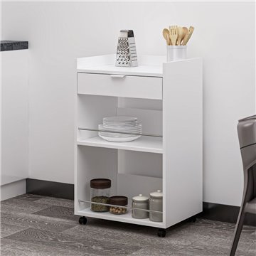Beli kuhinjski voziček Liana s predali in odprtimi predali 60x45x95H