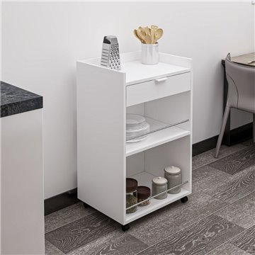 Beli kuhinjski voziček Liana s predali in odprtimi predali 60x45x95H