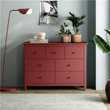 Komoda Misti iz masivnega bordo lesa 110x40x820H - 7 predalov, oblikovanje in organizacija