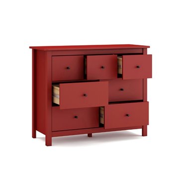 Komoda Misti iz masivnega bordo lesa 110x40x820H - 7 predalov, oblikovanje in organizacija