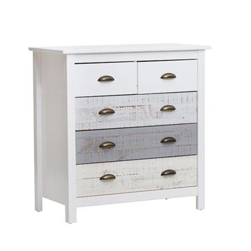 Romantica 79x40x80H Komoda iz masivnega lesa sive in krem barve - Naravna eleganca s 5 predali