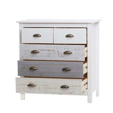 Romantica 79x40x80H Komoda iz masivnega lesa sive in krem barve - Naravna eleganca s 5 predali