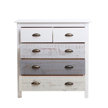 Romantica 79x40x80H Komoda iz masivnega lesa sive in krem barve - Naravna eleganca s 5 predali