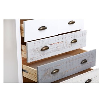Romantica 79x40x80H Komoda iz masivnega lesa sive in krem barve - Naravna eleganca s 5 predali