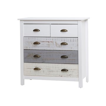 Romantica 79x40x80H Komoda iz masivnega lesa sive in krem barve - Naravna eleganca s 5 predali