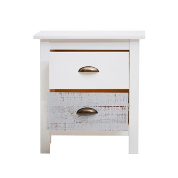 Romantica 46x35x49,5H lesena nočna omarica iz masivnega belega in sivega lesa - Natural Elegance z 2 predaloma