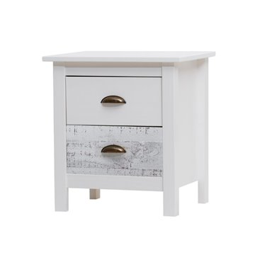 Romantica 46x35x49,5H lesena nočna omarica iz masivnega belega in sivega lesa - Natural Elegance z 2 predaloma