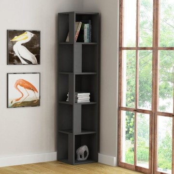 Kotična knjižna omara Anthracite top 5 polic 31,4x31,4x158,9