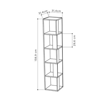Kotična knjižna omara Anthracite top 5 polic 31,4x31,4x158,9