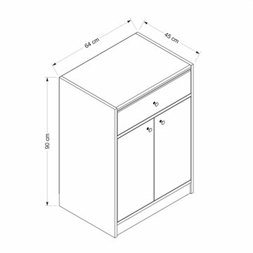 Večnamenska omara Viola z 2 vrati in 1 predalom 64x45x90H - Bela s temnim hrastom