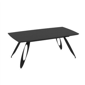 Raztegljiva miza Merkur z oblikovanimi kovinskimi nogami in črnim vrhom 190x103x76H