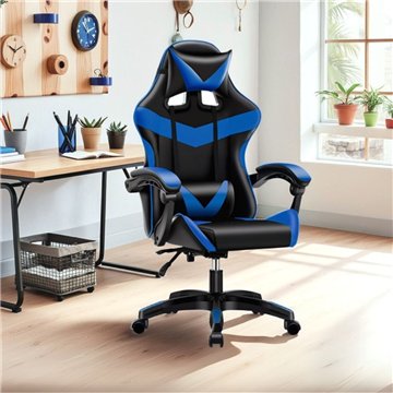 Gaming fotelj črno modri PVC - Udobje in oblikovanje