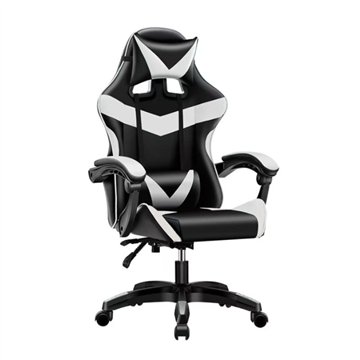 Gaming fotelj črno-beli PVC - Udobje in oblikovanje