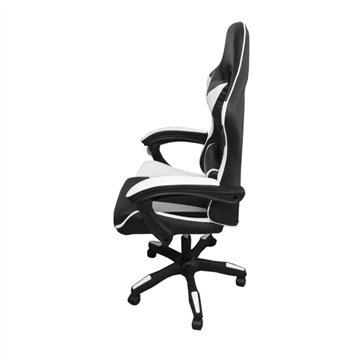 Gaming fotelj črno-beli PVC - Udobje in oblikovanje