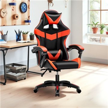 Gaming fotelj črno rdeč PVC - Udobje in oblikovanje