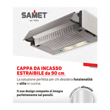 90 cm izvlečna vgradna kuhinjska napa v aluminijasti barvi