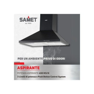 Črna 60 cm moderna piramidna kuhinjska napa - Samet Eolo