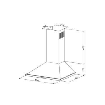 Piramidna napa 90 cm, 3 hitrosti, črna - Eolo Samet