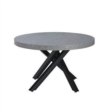 Tavolo rotondo allungabile Raven con piano cemento e gambe shangai nero 120x120x75H