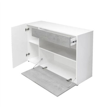 Astra cementno-bela kredenca z 2 predaloma in odprtim predalom 130x41,2x82H