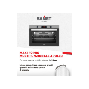 Maxi pečica 90 cm iz nerjavnega jekla, prostornina 100 l, razred A - Samet Apollo