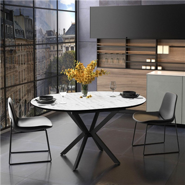 DOBOK MIZA Z MAT MARMORNIM UČINKOM IN ČRNIM GABROM Ø110+35 CM)