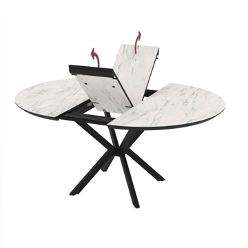 DOBOK MIZA Z MAT MARMORNIM UČINKOM IN ČRNIM GABROM Ø110+35 CM)