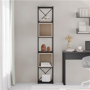 Libreria Vale Mini struttura in metallo nero e cubotti colore Sandstone 36.2x39x179H - Geometria e stile industriale
