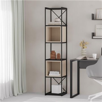 Libreria Vale Mini struttura in metallo nero e cubotti colore Sandstone 36.2x39x179H - Geometria e stile industriale