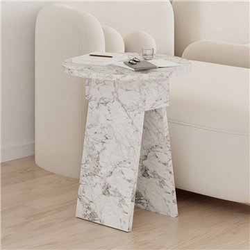 Tavolino da salotto Chen effetto marmo carrara bianco - Eleganza minimalista per ogni ambiente