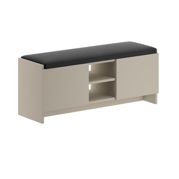 Panca scarpiera colore sandstone Zulla con cuscino e 2 ante